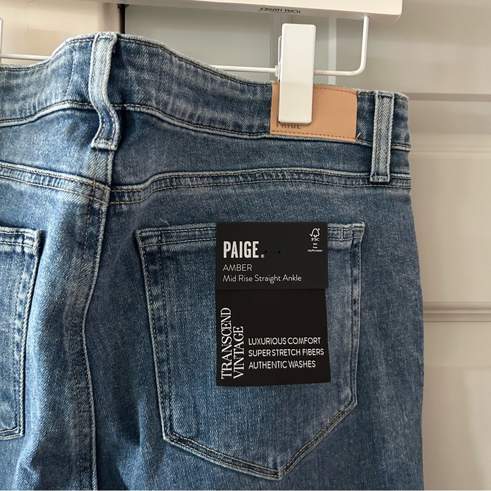 NWT Paige Amber Mid Rise Straight Ankle Jeans Tapestry - Picture 6 of 6